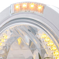 Stainless Steel Bullet Classic Headlight H4 With Amber LED & Dual Mode LED Signal (Amber or Clear Lens)
