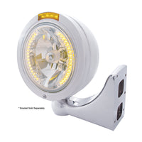 Stainless Steel Bullet Classic Headlight H4 With Amber LED & Signal (Amber or Clear Lens)