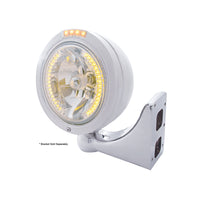 Stainless Steel Bullet Classic Headlight H4 With Amber LED & Signal (Amber or Clear Lens)