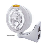 Stainless Steel Bullet Classic Headlight H4 With White LED & Dual Mode LED Signal (Amber or Clear Lens)