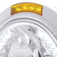 United Pacific - Stainless Steel Bullet Classic Headlight H4 With White LED & Signal (Amber or Clear Lens)
