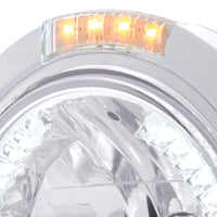 United Pacific - Stainless Steel Bullet Classic Headlight H4 With White LED & Signal (Amber or Clear Lens)