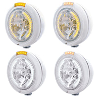 Stainless Steel Classic Headlight H4 With 34 Amber or White LED & Dual Mode LED Signal (Amber or Clear Lens)