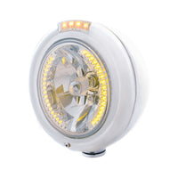 Stainless Steel Classic Headlight H4 With 34 Amber or White LED & Dual Mode LED Signal (Amber or Clear Lens)