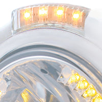 Stainless Steel Classic Headlight H4 With 34 Amber or White LED & Dual Mode LED Signal (Amber or Clear Lens)