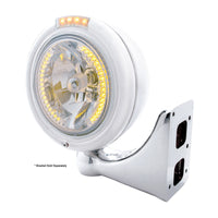 Stainless Steel Classic Headlight H4 With 34 Amber or White LED & Dual Mode LED Signal (Amber or Clear Lens)