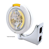 Stainless Steel Classic Headlight H4 With 34 Amber or White LED & Signal (Amber or Clear Lens)