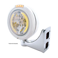 Stainless Steel Classic Headlight H4 With 34 Amber or White LED & Signal (Amber or Clear Lens)