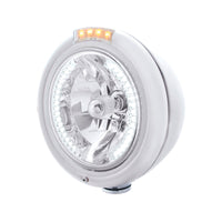 Stainless Steel Classic Headlight H4 With 34 Amber or White LED & Dual Mode LED Signal (Amber or Clear Lens)