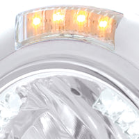 Stainless Steel Classic Headlight H4 With 34 Amber or White LED & Dual Mode LED Signal (Amber or Clear Lens)