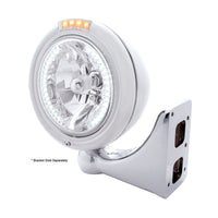 Stainless Steel Classic Headlight H4 With 34 Amber or White LED & Dual Mode LED Signal (Amber or Clear Lens)