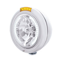Stainless Steel Classic Headlight H4 With 34 Amber or White LED & Signal (Amber or Clear Lens)