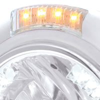 Stainless Steel Classic Headlight H4 With 34 Amber or White LED & Signal (Amber or Clear Lens)