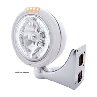 Stainless Steel Classic Headlight H4 With 34 Amber or White LED & Signal (Amber or Clear Lens)
