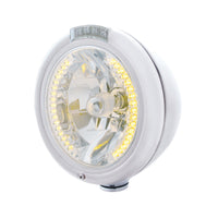 Chrome Classic Headlight H4 With 34 Amber or White LEDs & Dual Mode LED Signal (Amber or Clear Lens)