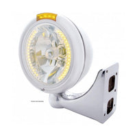 Chrome Classic Headlight H4 With 34 Amber LED & LED Signal (Amber or Clear Lens)