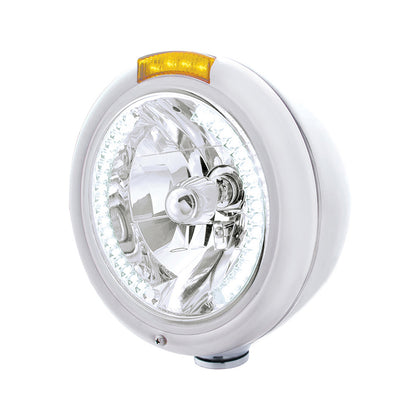 Chrome Classic Headlight H4 With 34 White LED & Signal (Amber or Clear Lens)