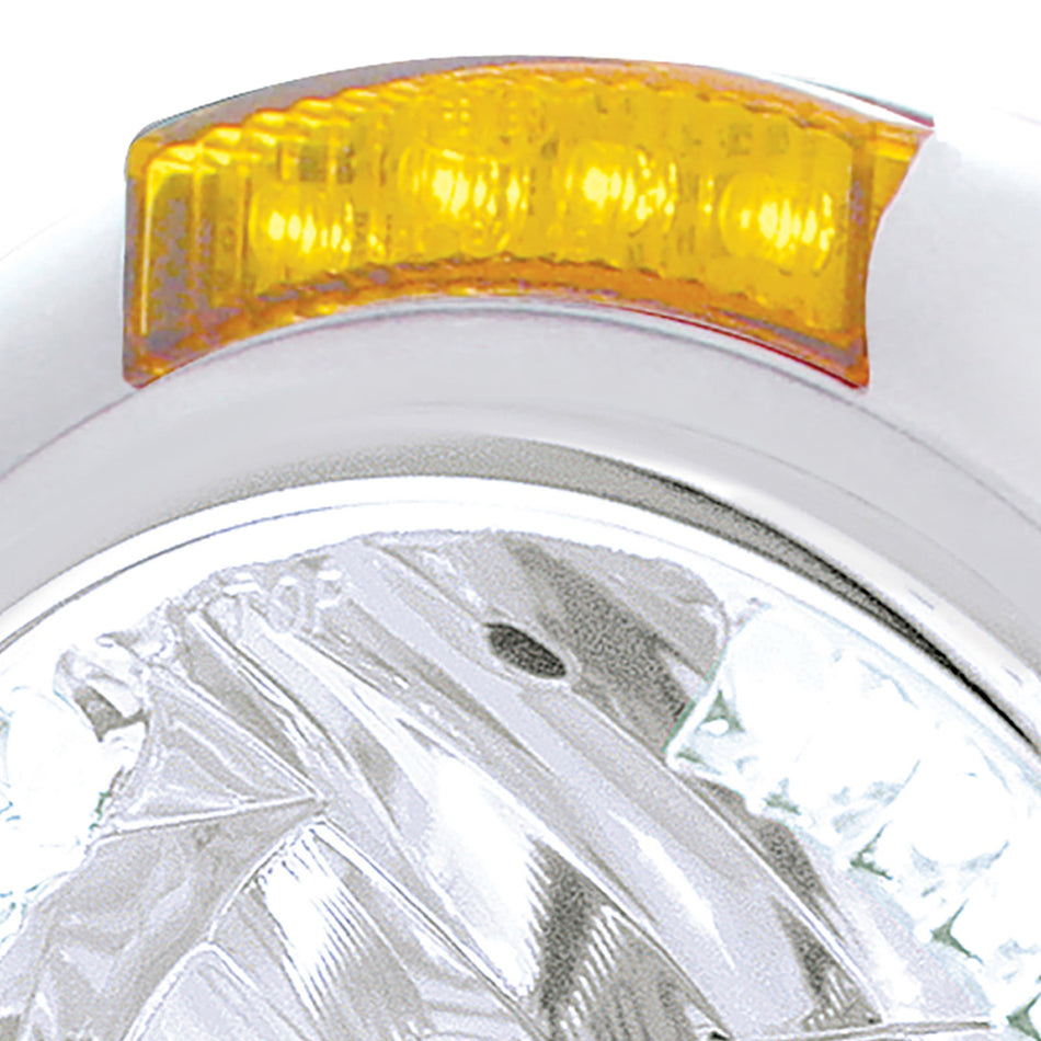 Chrome Classic Headlight H4 With 34 White LED & Signal (Amber or Clear Lens)