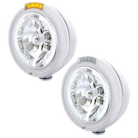 Chrome Classic Headlight H4 With 34 White LED & Signal (Amber or Clear Lens)