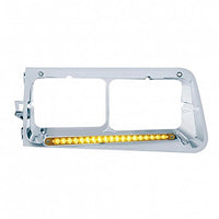 19 LED Headlight Bezel For 1989-2009 Freightliner FLD (Amber LEDs/Amber or Clear Lens) Driver or Passenger Side