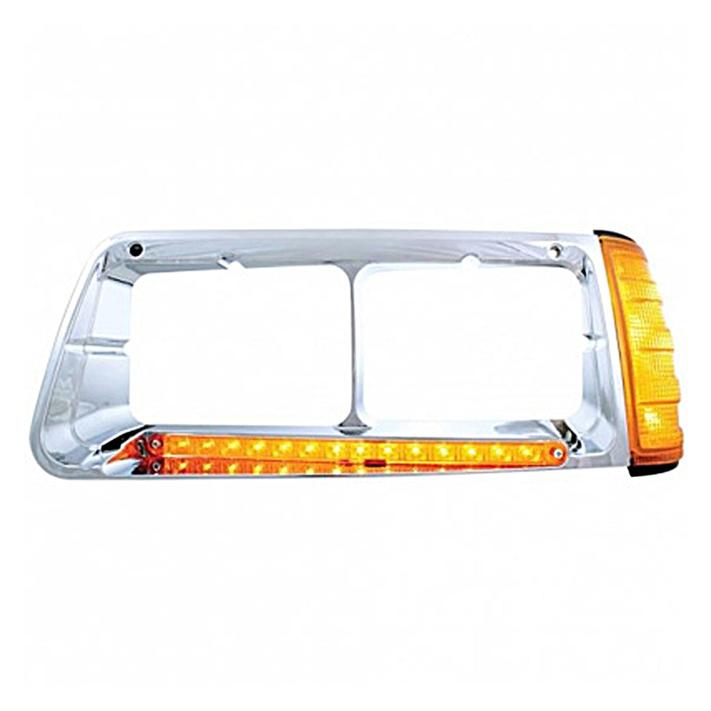 14 LED Headlight Bezel With Turn Signal For 1989-2009 Freightliner FLD (Driver or Passenger Side)