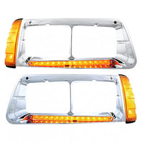 14 LED Headlight Bezel With Turn Signal For 1989-2009 Freightliner FLD (Driver or Passenger Side)