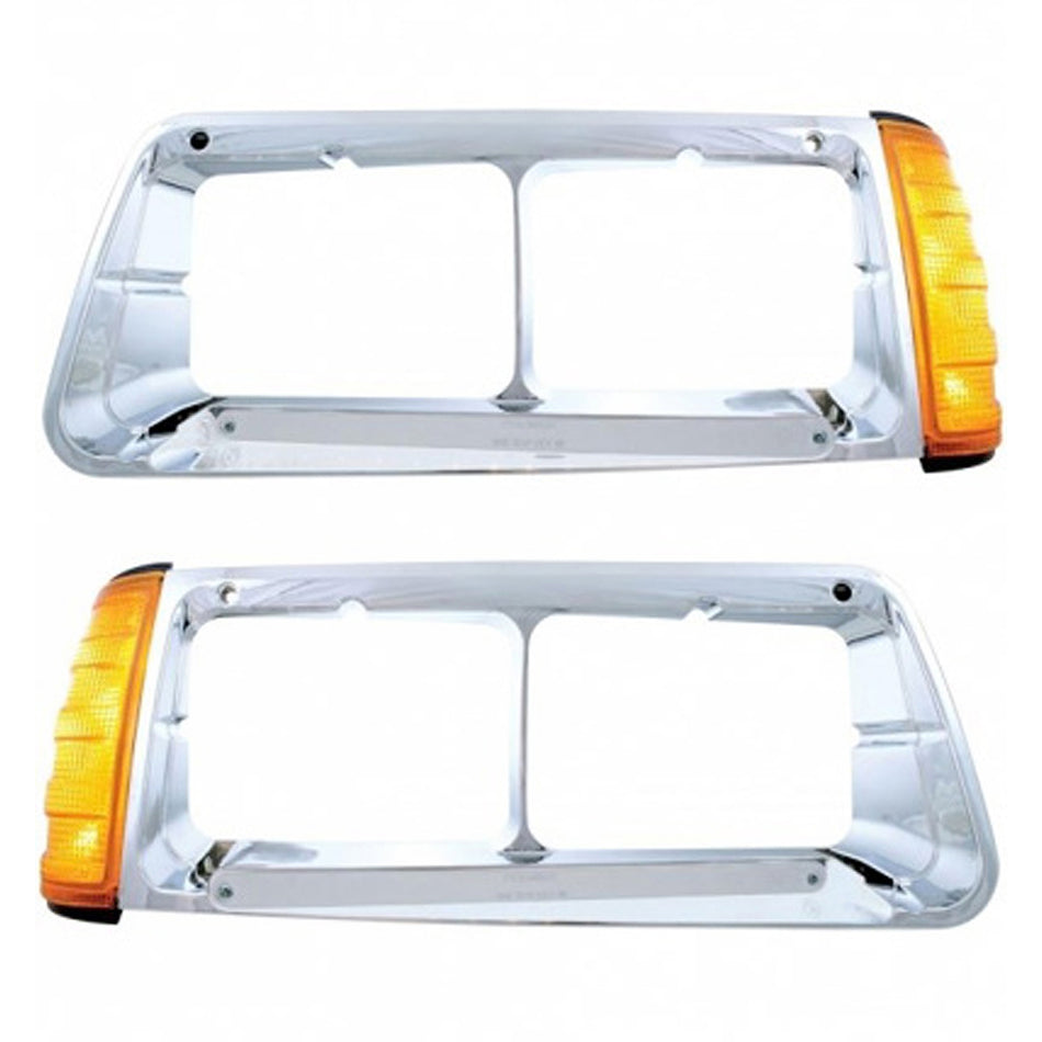 14 LED Headlight Bezel With Turn Signal For 1989-2009 Freightliner FLD (Driver or Passenger Side)