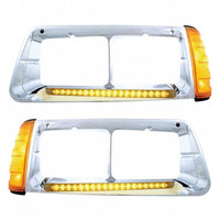 19 LED Headlight Bezel With Turn Signal For 1989-2009 Freightliner FLD (Driver or Passenger)