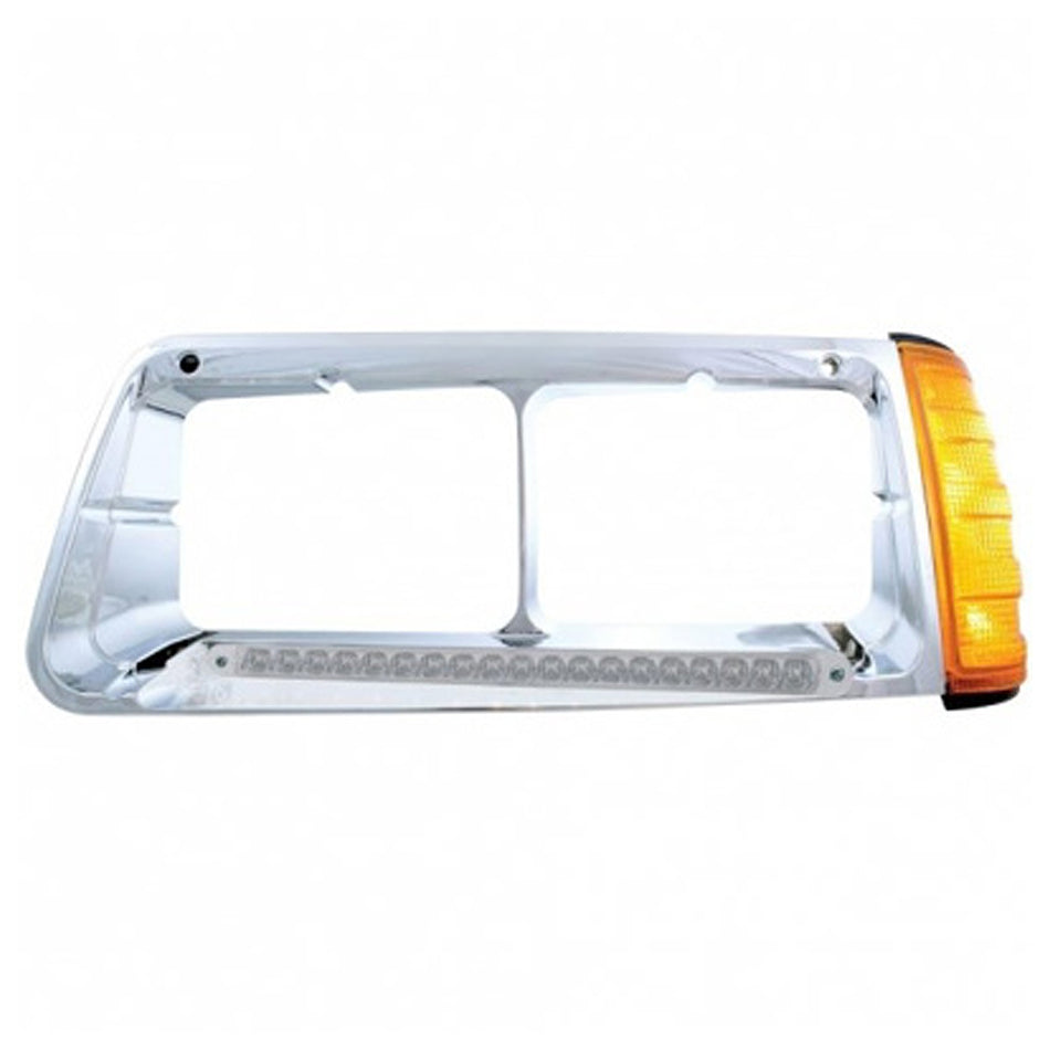 19 LED Headlight Bezel With Turn Signal For 1989-2009 Freightliner FLD (Driver or Passenger)