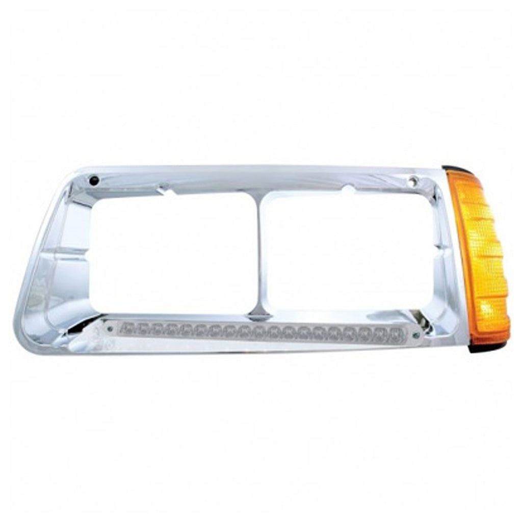 19 LED Headlight Bezel With Turn Signal For 1989-2009 Freightliner FLD (Driver or Passenger)