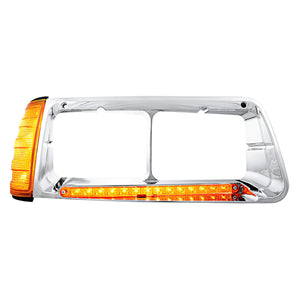 14 LED Headlight Bezel With Turn Signal For 1989-2009 Freightliner FLD (Driver or Passenger Side)
