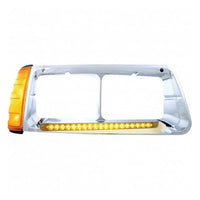 19 LED Headlight Bezel With Turn Signal For 1989-2009 Freightliner FLD (Driver or Passenger)