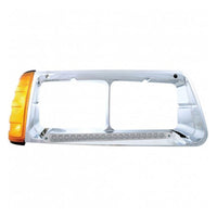 19 LED Headlight Bezel With Turn Signal For 1989-2009 Freightliner FLD (Driver or Passenger)