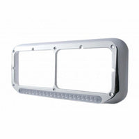 Rectangular Dual Headlight Bezel With LED Sequential Light Bar - Amber (Driver or Passenger Side)