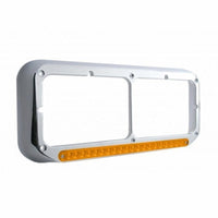 United Pacific - Rectangular Dual Headlight Bezel With LED Sequential Light Bar - Amber (Driver or Passenger)