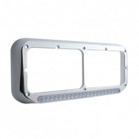 Rectangular Dual Headlight Bezel With LED Sequential Light Bar - Amber (Driver or Passenger Side)