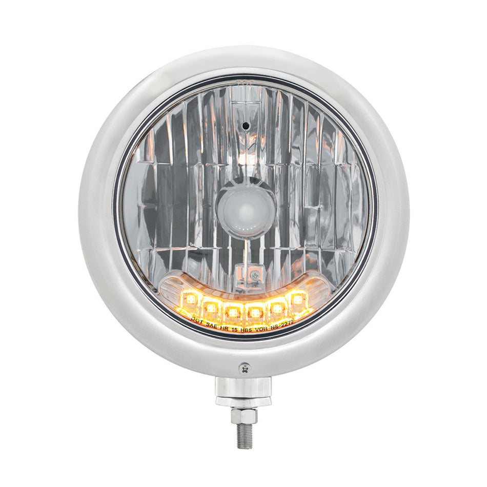 United Pacific - Stainless Steel Classic Headlight H4 Bulb With 6 Amber LED