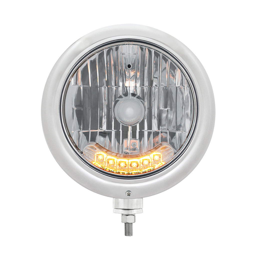 United Pacific - Stainless Steel Classic Headlight H4 Bulb With 6 Amber LED