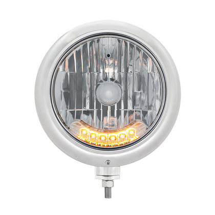 United Pacific - Stainless Steel Classic Headlight H4 Bulb With 6 Amber LED