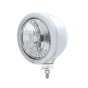 United Pacific - Stainless Steel Classic Headlight H4 Bulb With 6 Amber LED