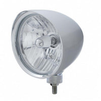 United Pacific - Chrome "Chopper" Headlight With Smooth Visor Crystal H4 Bulb