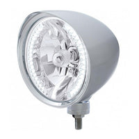 United Pacific - Chrome "Chopper" Headlight With Smooth Visor H4 Bulb With 34 White LED