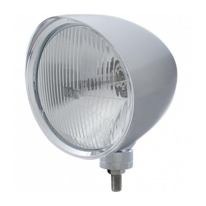 United Pacific - Chrome "Chopper" Headlight With Smooth Visor H4 Bulb