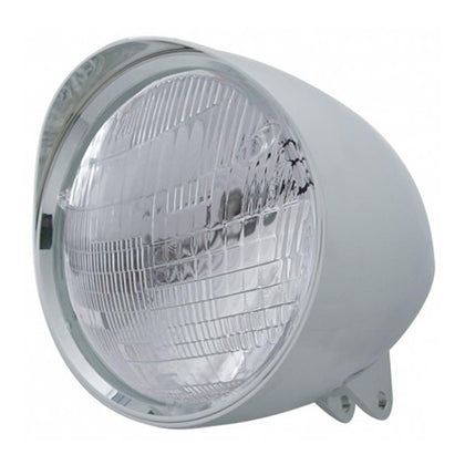 United Pacific - Motorcycle Chrome "Chopper" Headlight With Smooth Visor 6014 Bulb