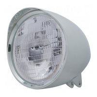 United Pacific - Motorcycle Chrome "Chopper" Headlight With Smooth Visor H6024 Bulb
