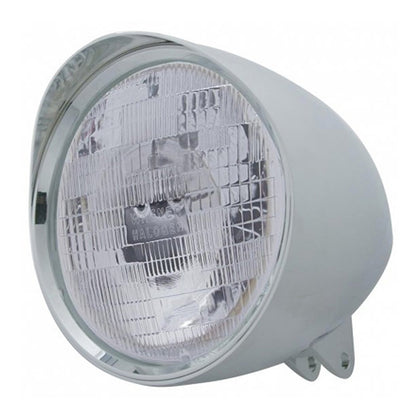 United Pacific - Motorcycle Chrome "Chopper" Headlight With Smooth Visor H6024 Bulb