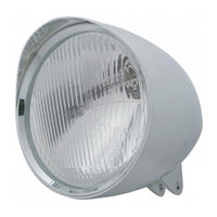 United Pacific - Motorcycle Chrome "Chopper" Headlight With Smooth Visor H4 Bulb
