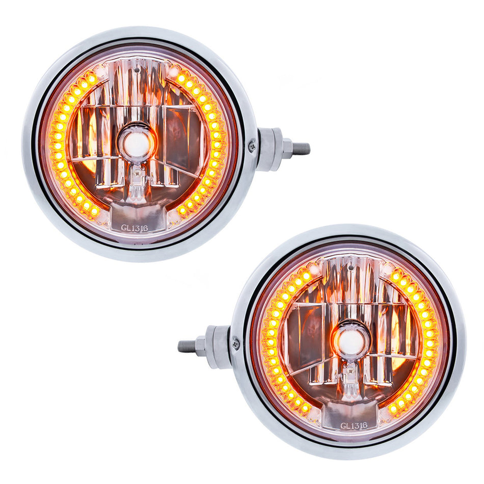 SS Guide 682-C Style Headlight Assembly W/Crystal Lens & 34 LEDs Position Light (Left or Right Side)