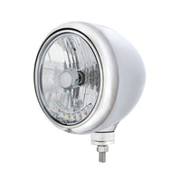 United Pacific - Stainless Steel or Chrome Guide 682-C Style Headlight H4 Bulb With 6 Amber LED