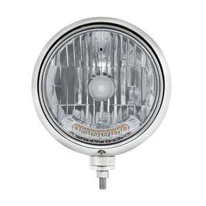 United Pacific - Black Guide 682-C Style Headlight H4 Bulb With 6 Amber LED